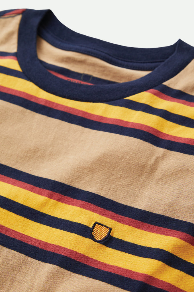 Brixton Hilt Shield S/S Knit - Tan/Golden Glow/Navy