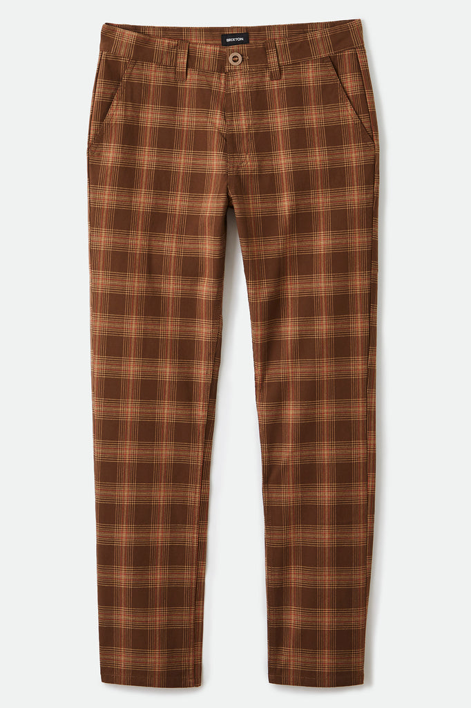 Brixton Choice Chino Pant - Washed Brown Plaid