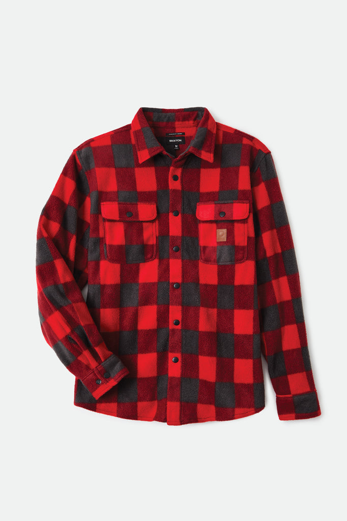 Brixton Bowery L/S Arctic Stretch Fleece - Red/Charcoal Grey Plaid