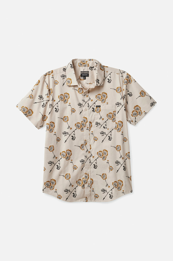 Brixton Charter Print S/S Woven - Beige/Medal Bronze