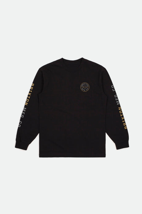 Crest L/S Standard Tee - Black/Bright Gold/Grey