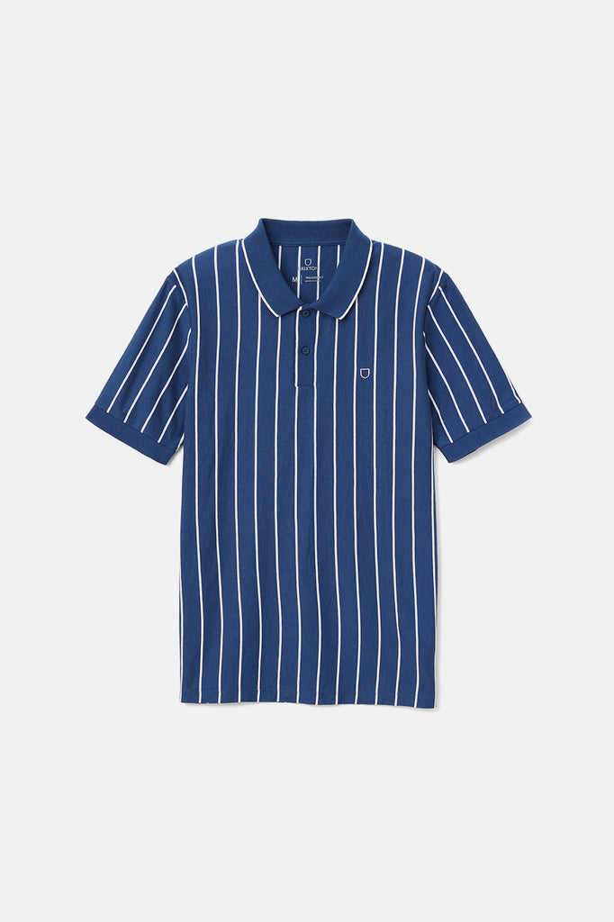 Men's Proper Vertical S/S Polo Knit - Joe Blue/White - Front Side