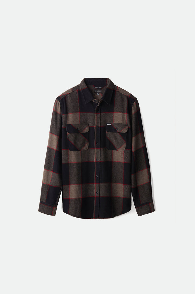 Brixton Men's Bowery Flannel - Heather Grey/Charcoal | Profile