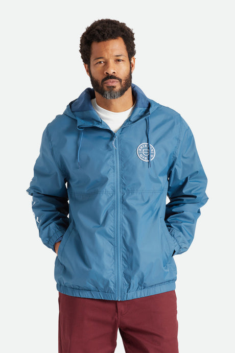 Claxton Crest Lightweight Zip Hood Jacket - Indian Teal