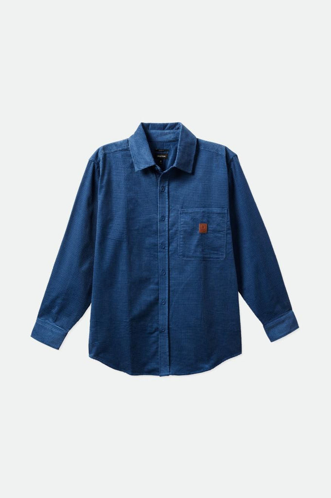 Brixton Porter L/S Waffle Corduroy - Joe Blue