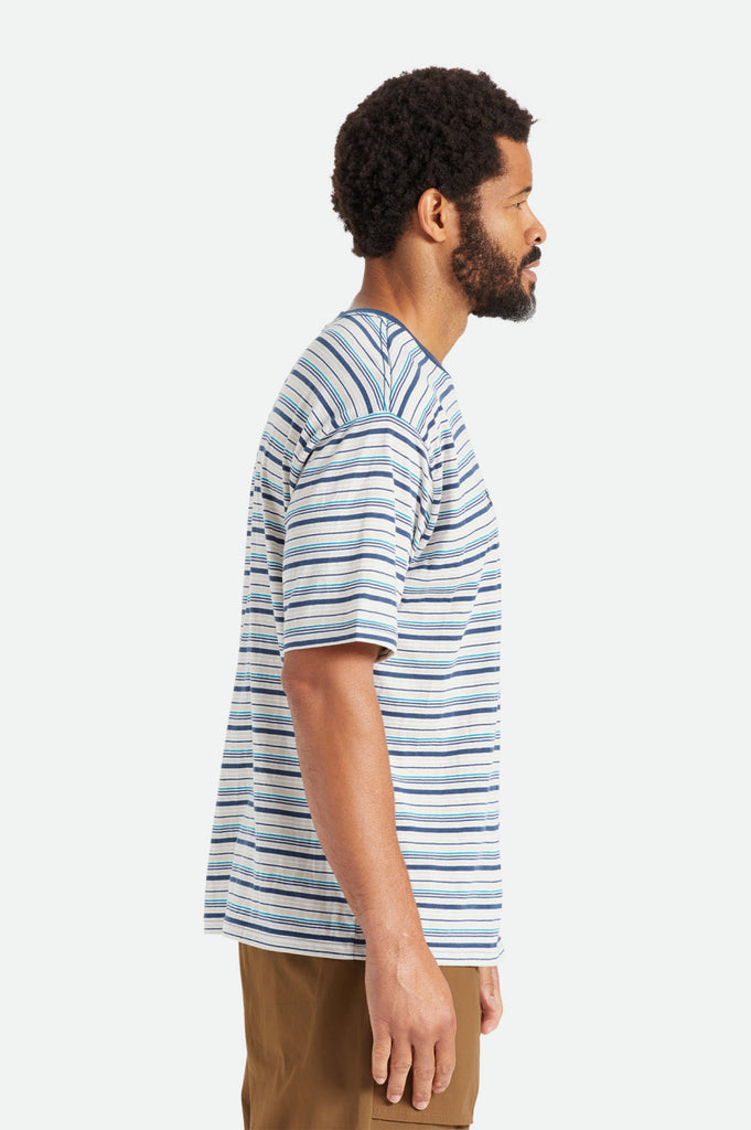 Brixton Hilt Boxy Alpha Line S/S Knit - Moonlit Ocean/Beige/Joe Blue