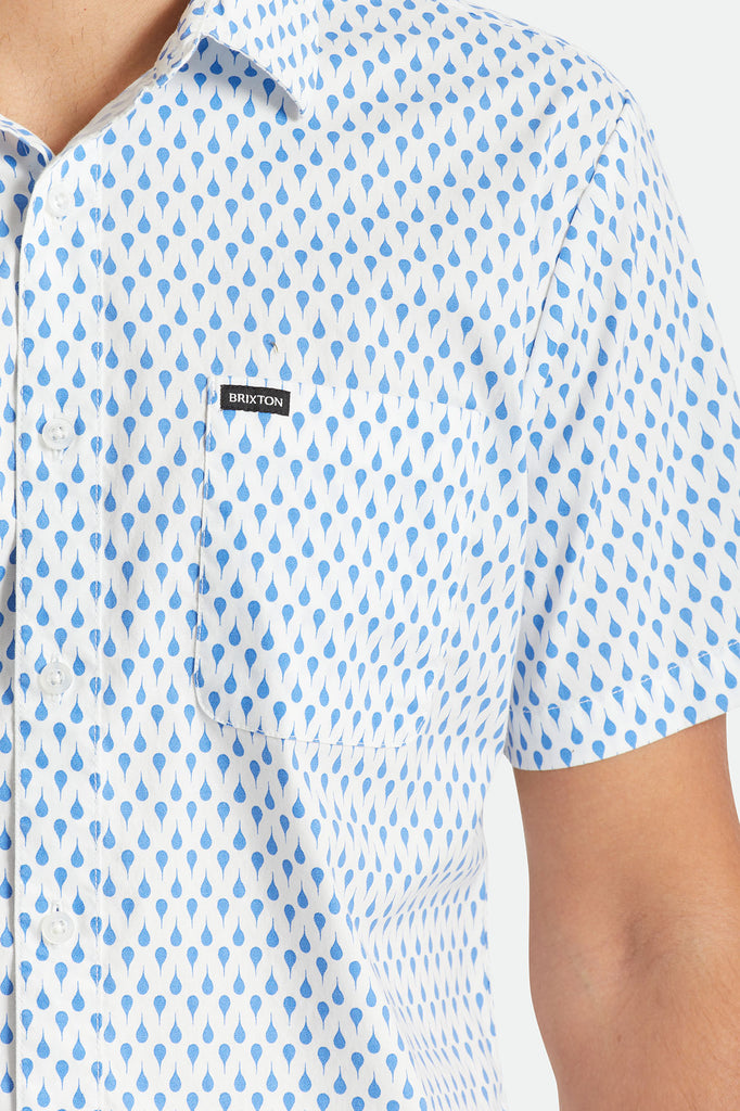 Brixton Charter Print S/S Woven - Off White/Sky Blue