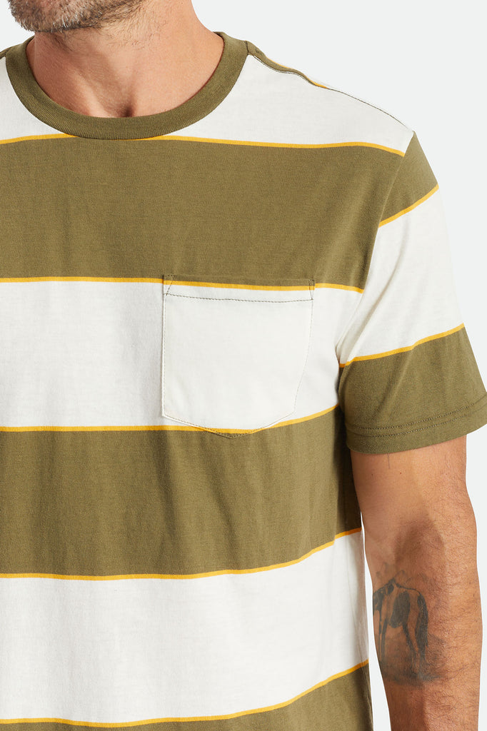 Brixton Hilt S/S Pocket Knit - Military Olive/Off White/Golden