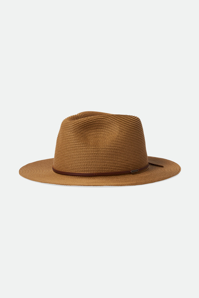 Brixton Wesley Straw Packable Fedora - Copper