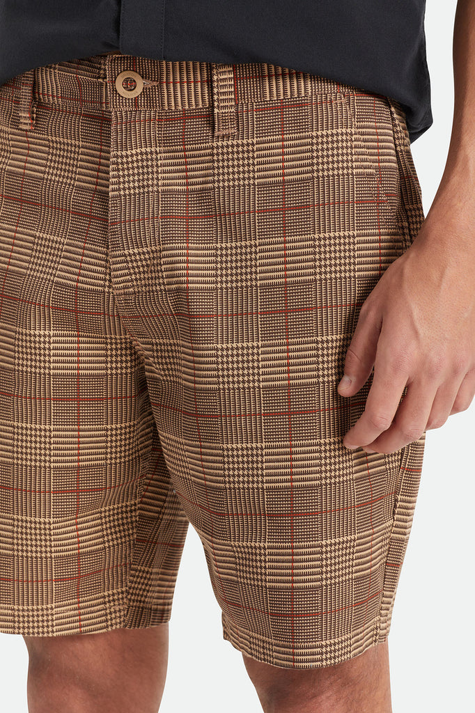 Brixton Choice Chino Short - Brown Houndstooth