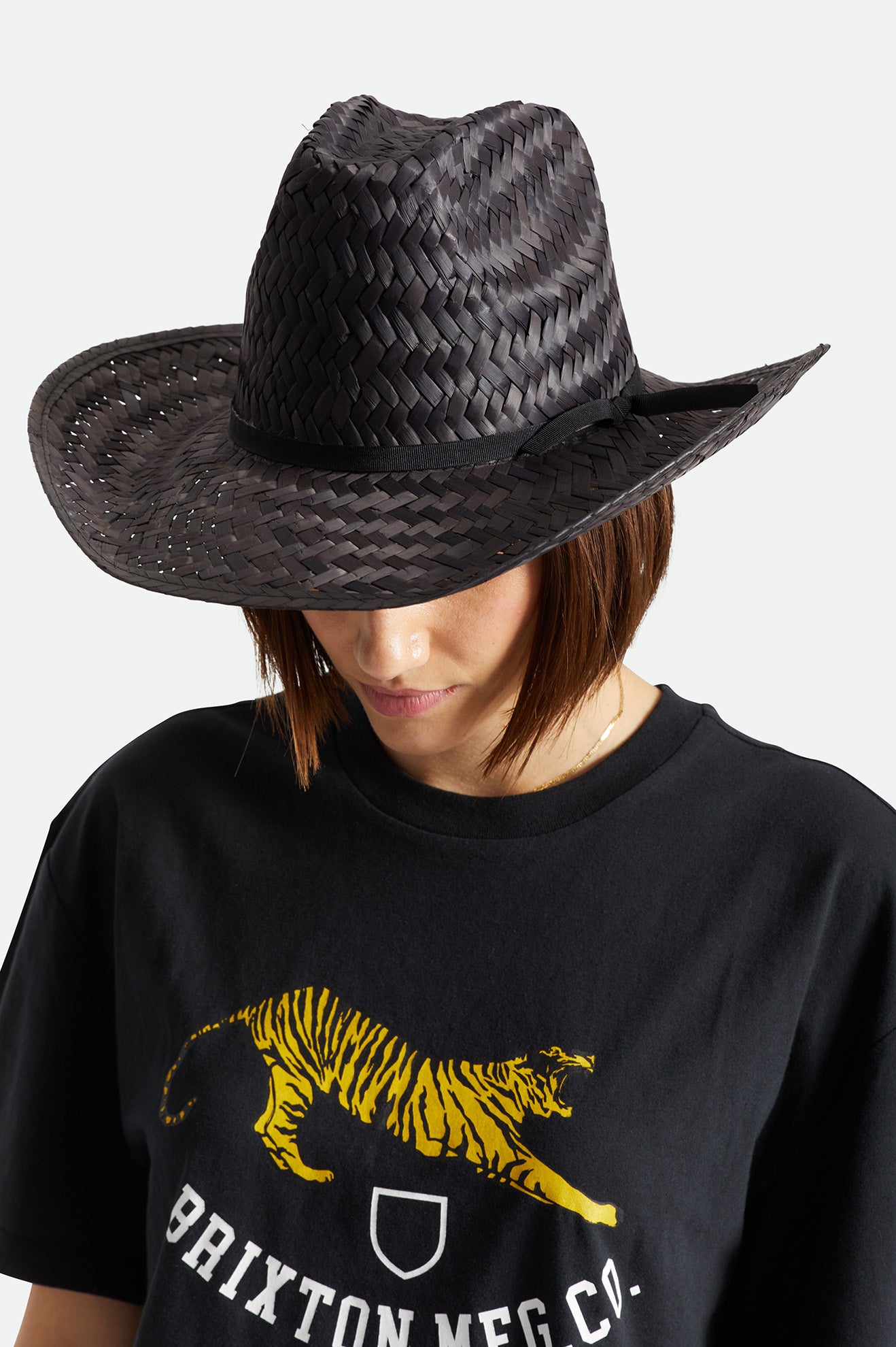 Brixton Unisex Houston Straw Cowboy Hat - Black | Lifestyle 1