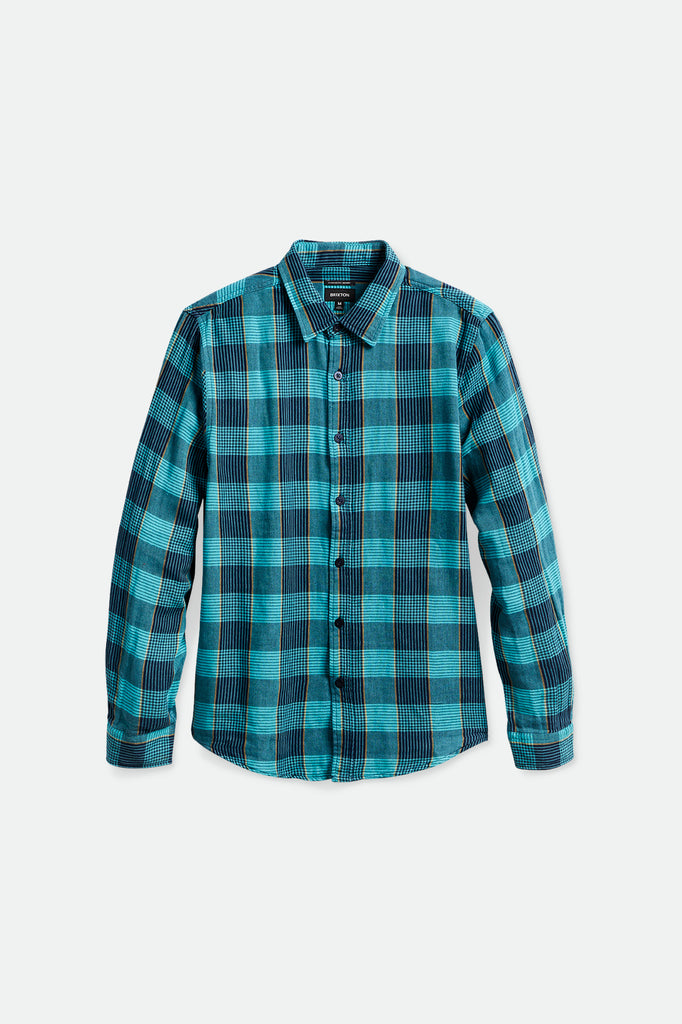 Men's Bowery Soft Weave L/S Flannel - Teal - Front Side