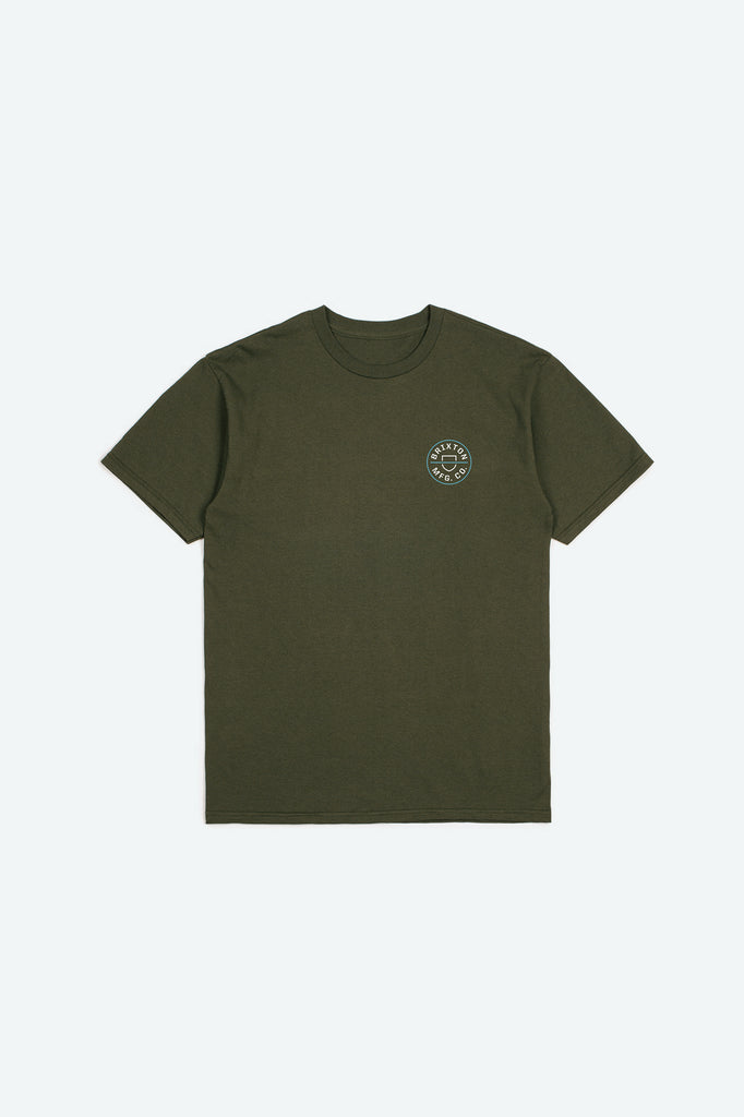 Men's Crest II S/S Standard Tee - Military Olive/White - Front Side