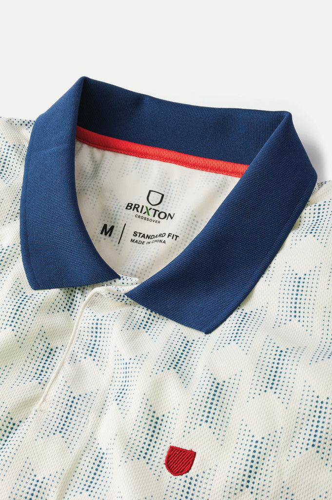 Brixton Proper Utility Mesh S/S Polo - Off White/Washed Navy