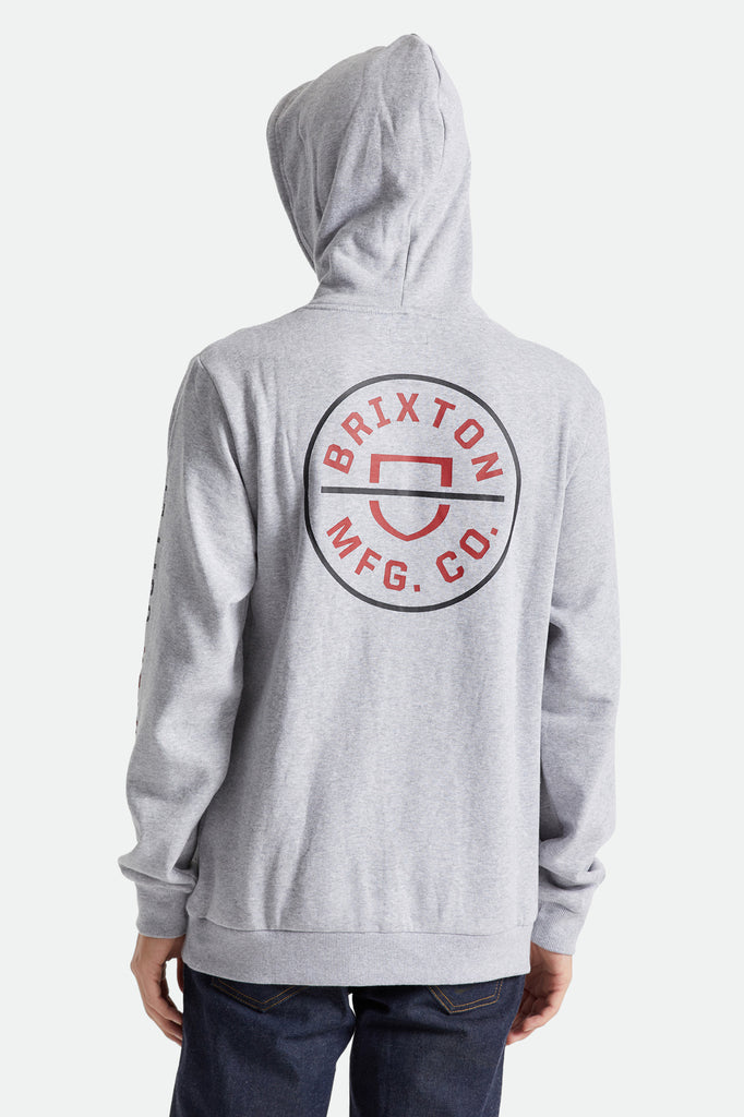 Brixton Crest Hood - Heather Grey/Red