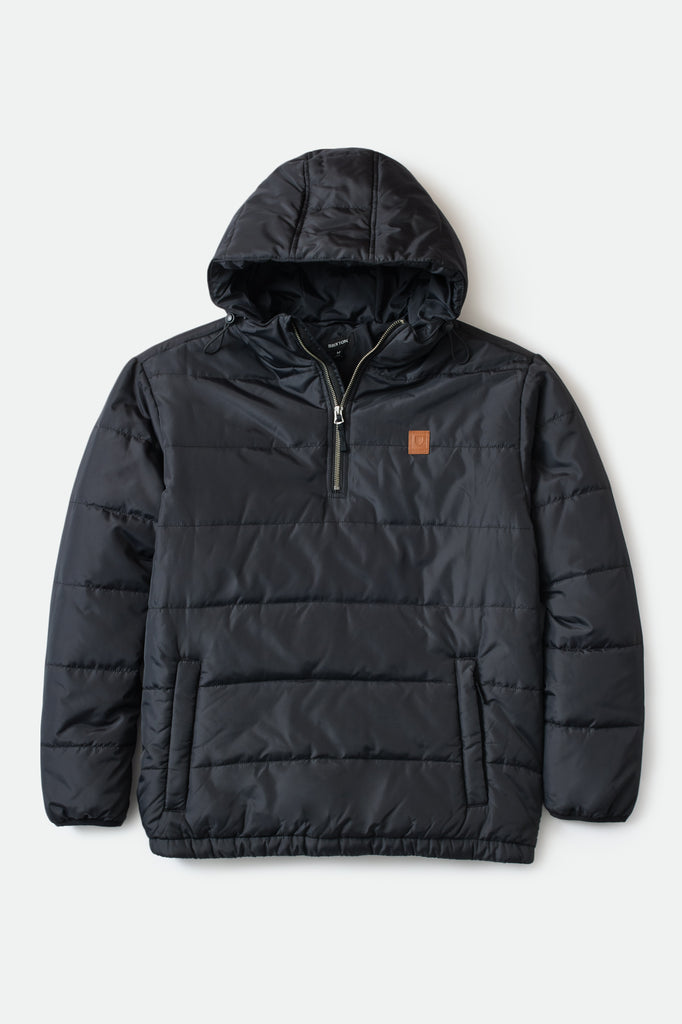 Brixton Cass 1/2 Zip Hooded Puffer Jacket - Black