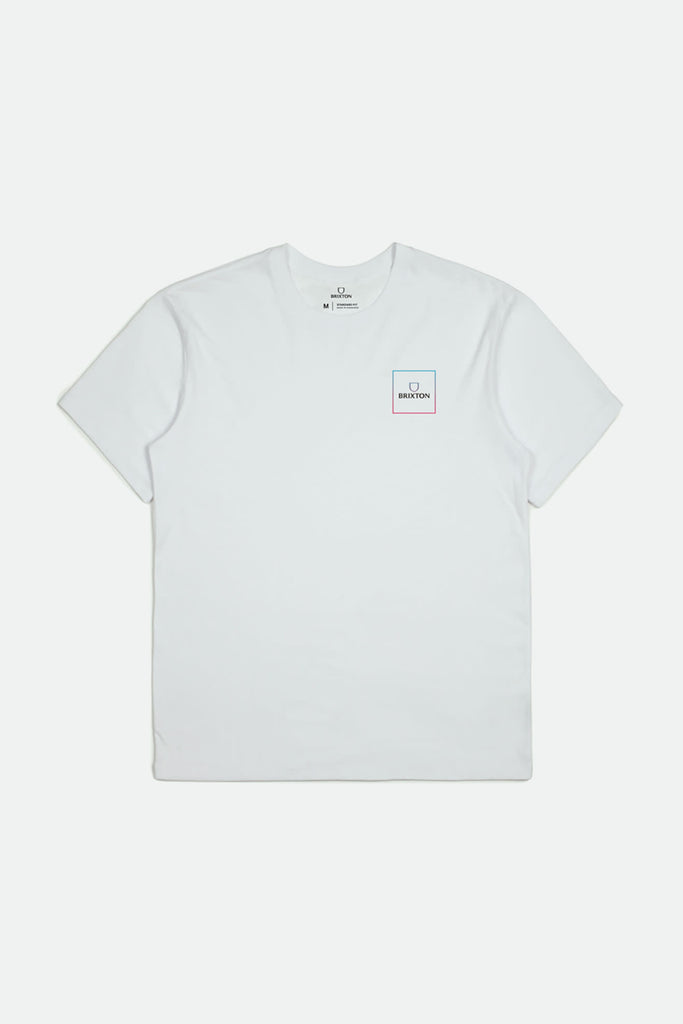 Brixton Alpha Square S/S Standard Tee - White/Light Blue/Pink