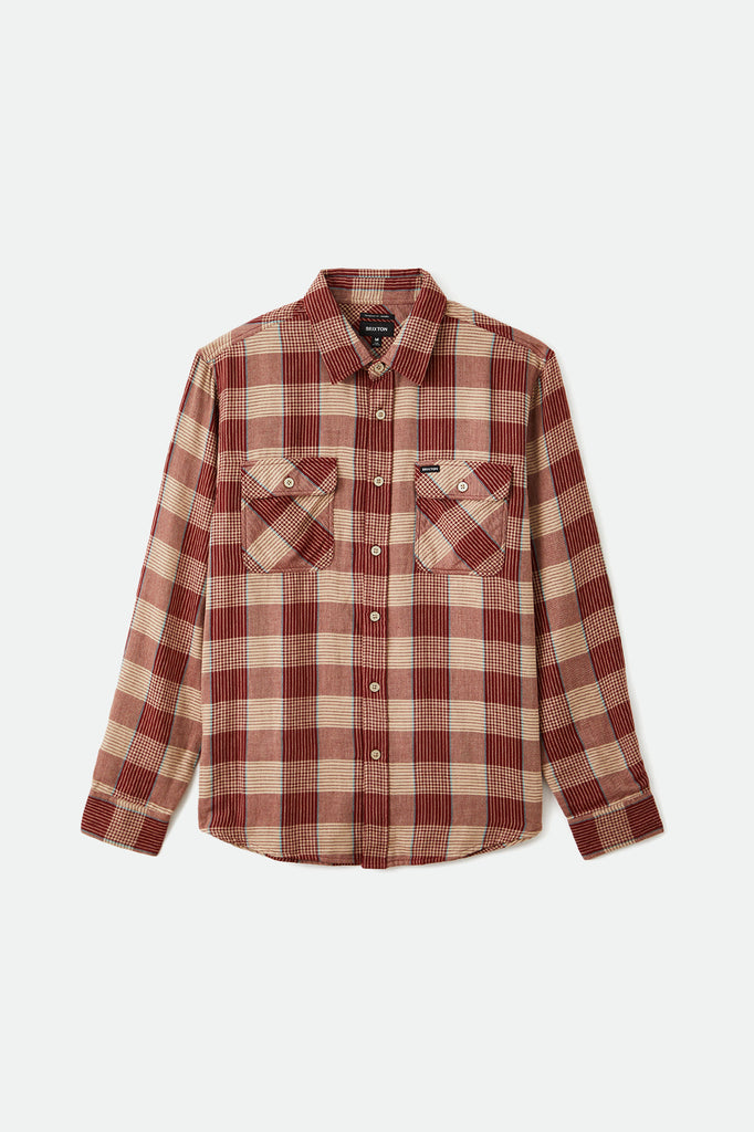 Men's Bowery Soft Weave L/S Flannel - Vanilla/Dark Brick - Front Side