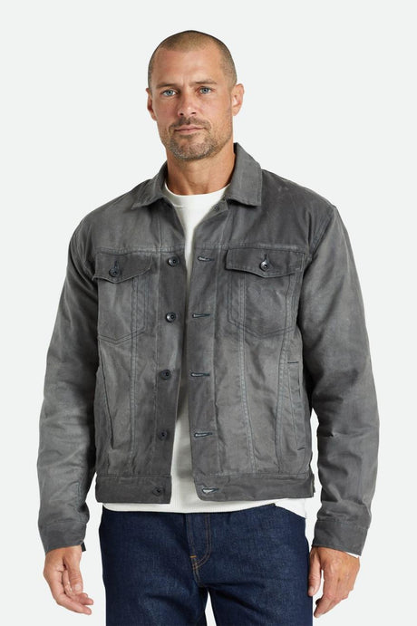 Cable Reserve Waxed Canvas Trucker Jacket - Charcoal