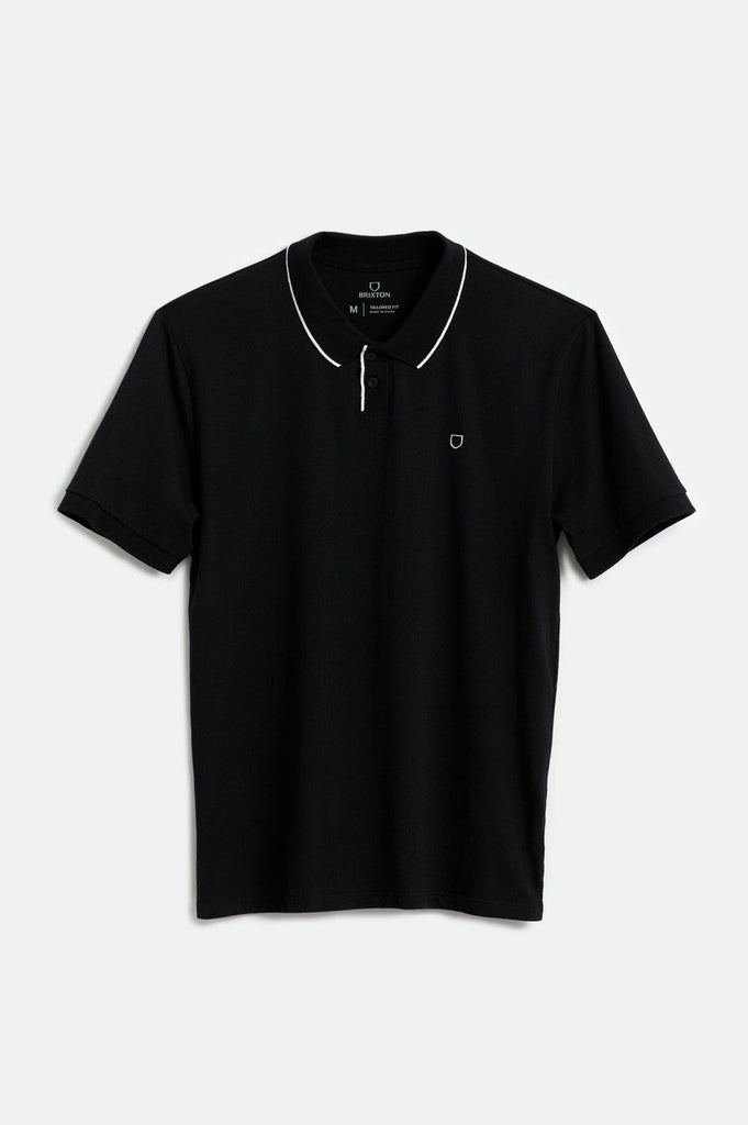 Men's Proper S/S Jersey Polo Knit - Black/White - Front Side