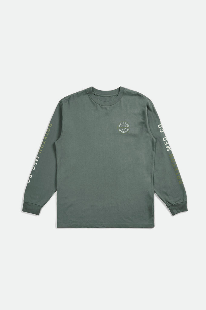 Brixton Crest L/S Standard Tee - Dark Forest/Epsom Green/Grey