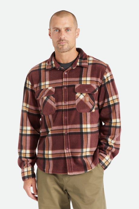 Bowery L/S Arctic Stretch Fleece - Mahogany Plaid