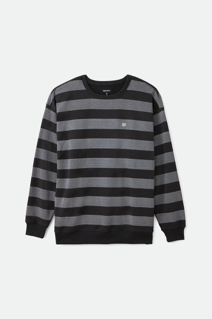 Brixton Hilt Stripe Crew - Washed Black/Beige