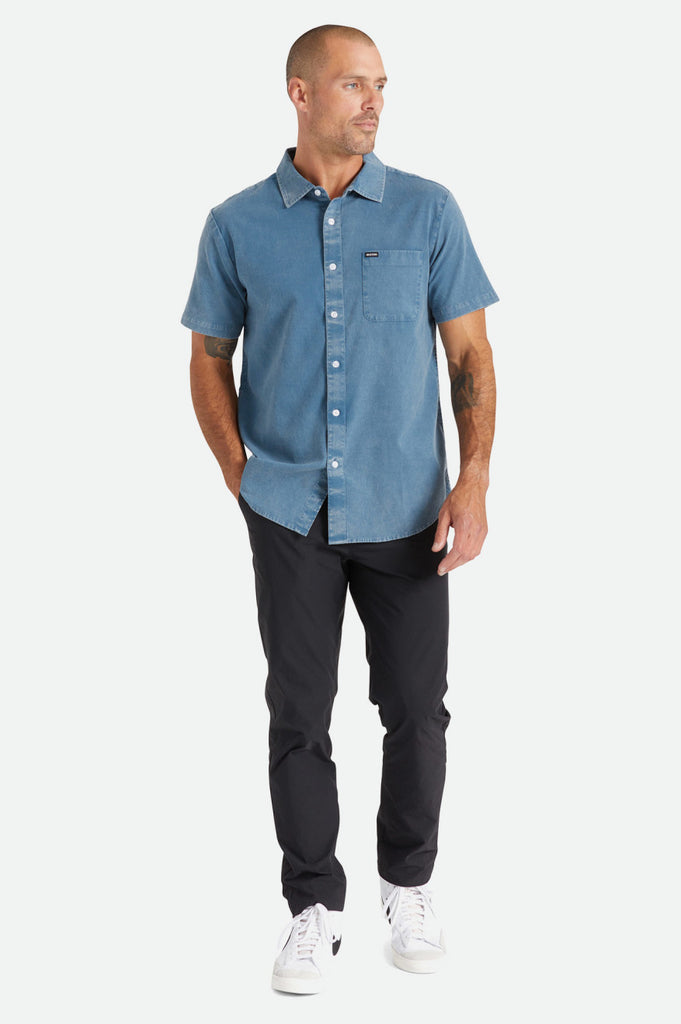 Brixton Charter Oxford S/S Woven - Indian Teal Sun Wash