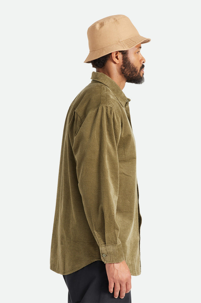 Brixton Porter L/S Waffle Corduroy - Military Olive