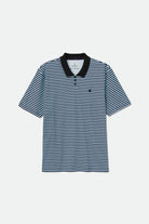 Men's Micro Stripe S/S Polo Knit - Heather Teal/Navy - Front Side