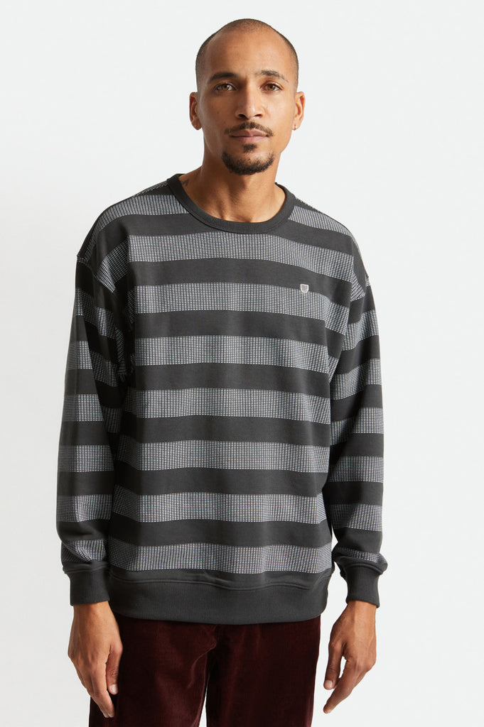 Brixton Hilt Stripe Crew - Washed Black/Beige