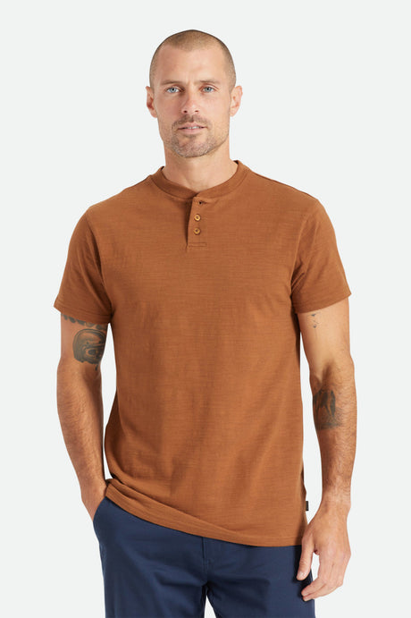 Basic Slub S/S Henley Tee - Bison