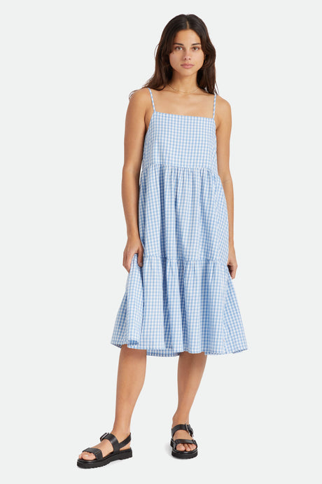 Gingham Tier Dress - Casa Blanca Blue