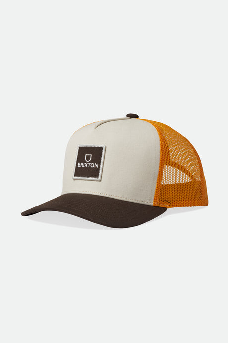 Alpha Block NetPlus MP Trucker Hat - Golden Glow/Off White/Deep Brown