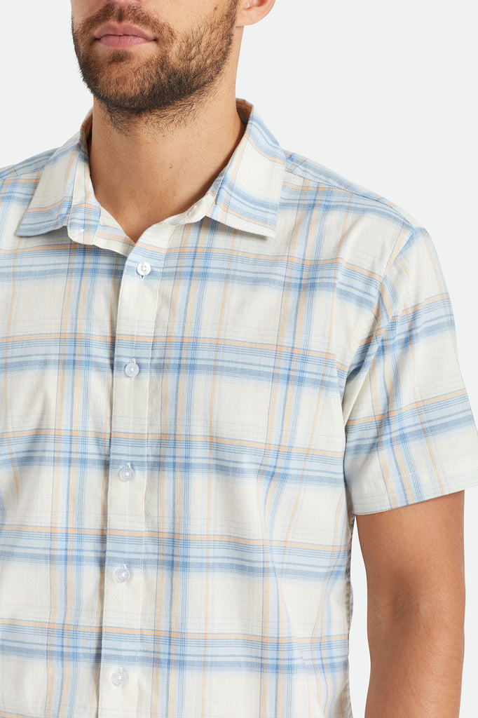 Brixton Charter Plaid S/S Woven - Off White/Blue/Orange